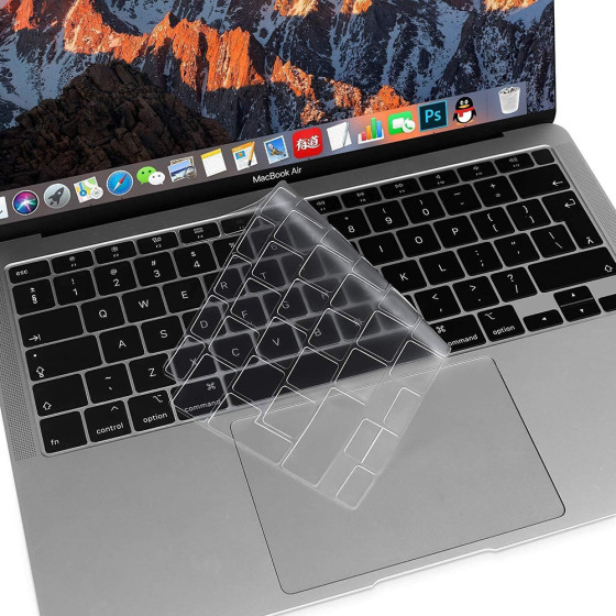 Techsuit - Premium Keyboard Cover Puretypex (KC1) - Ultra Thin, For Macbook Air 13 (2020), Washable And Reusable - Clear