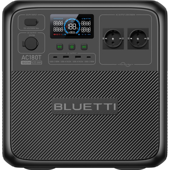 Bluetti Power Station AC180T With Swappable Battery, 1800W Ac Outlet 1433Wh - (P-AC180T-EU-GY-BL)