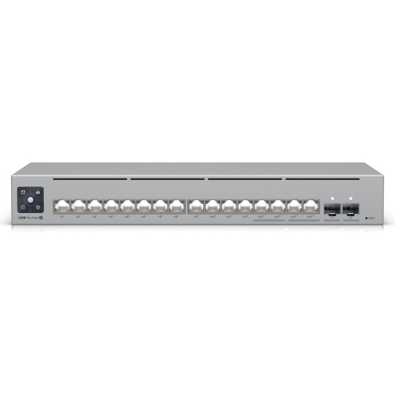 Ubiquiti | Switch | 4x 2.5 Gbe RJ45 PoE++, 12x Gbe RJ45 PoE+, 2x SFP+, Etherlighting, L3, 180W - (USW-PRO-MAX-16-POE-EU)