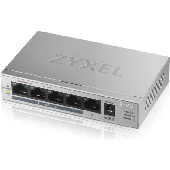 Zyxel GS1005-Hp | Switch | 5x RJ45 1000Mb/s, 4x PoE, 60 W, Unmanaged - (BATZYXGS1005-HP)