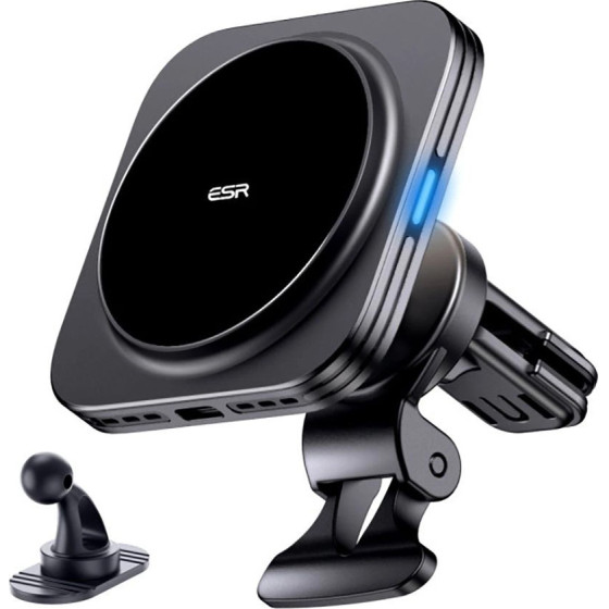 ESR - Car Holder With Wireless Charging Qi2 Halolock - With CryoBoost, Magsafe Compatible, For Air Vent - Black - (2B51801)