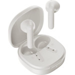 QCY Air White Semi-Ear Tws Earbuds, Quad Mic Enc multi-Point connection, Leather Grain Case - (QCY-QT41 White)