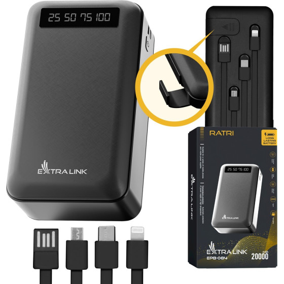 EXTRALINK EPB-084 20000mAh Black | Powerbank | Power bank, USB-C - (EX.19614)