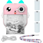 EXTRALINK EPP-003 Pink | Mini Thermal Printer With Camera | 3 Rolls Of Thermal paper, 2.5'' Lcd screen, Bluetooth, USB-C, 1000 Mah - (EX.34277)