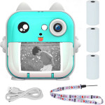 EXTRALINK EPP-004 Blue | Mini Thermal Printer With Camera | 3 Rolls Of Thermal paper, 2.5'' Lcd screen, Bluetooth, USB-C, 1000 Mah - (EX.34284)