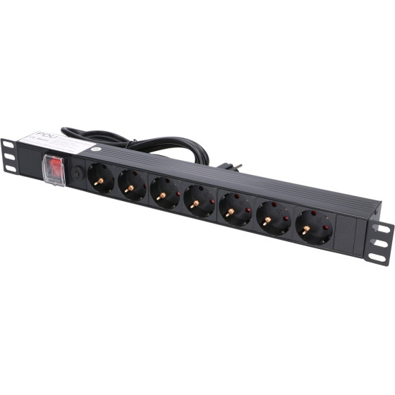 EXTRALINK EXPDU7EU Sw | Power Strip | 19'' 1U, 7 Eu sockets, With switch, 2m - (EX.12967)