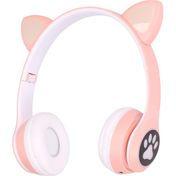 EXTRALINK Kids Cat-Ear Wireless Headphones Pink | Wireless Headphones | Bluetooth 5.0, Rgb Lighting - (EX.39038)
