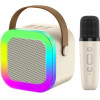 EXTRALINK Kids Mini Karaoke Led Speaker 1x Mic White | Karaoke Set | speaker, 1x microphone, Bluetooth, AUX, Sd Card slot, Rgb Lighting - (EX.35168)