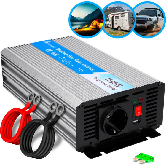EXTRALINK OPIM-1500W | Car Voltage Converter | 12V, 1500W Modified Sine - (EX.31162)