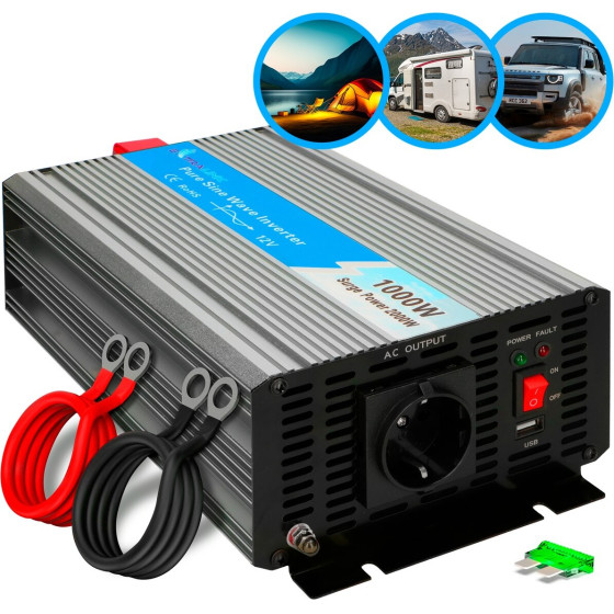 EXTRALINK OPIP-1000W | Voltage Converter | 12V - 230W, 1000W, Pure Sine - (EX.18143)