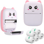 EXTRALINK Set | EPP-001 Pink Thermal Printer + Self-Adhesive Thermal Paper 5 Rolls | - (EX.33799)