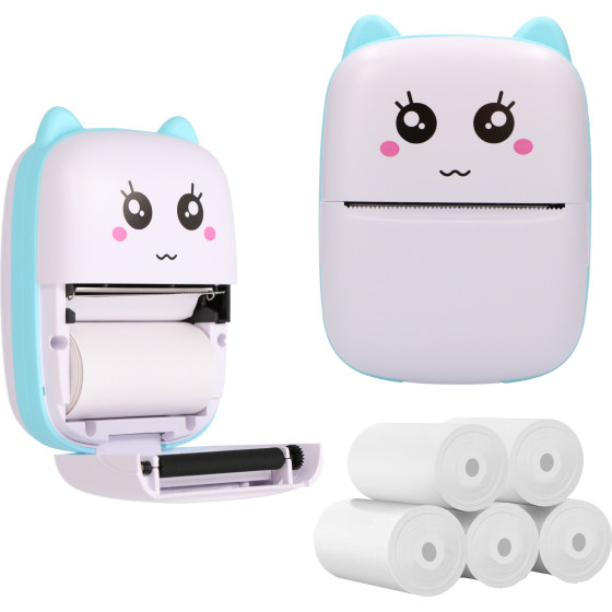 EXTRALINK Set | Thermal Printer EPP-002 Blue + Plain Thermal Paper 5 Rolls | - (EX.33812)