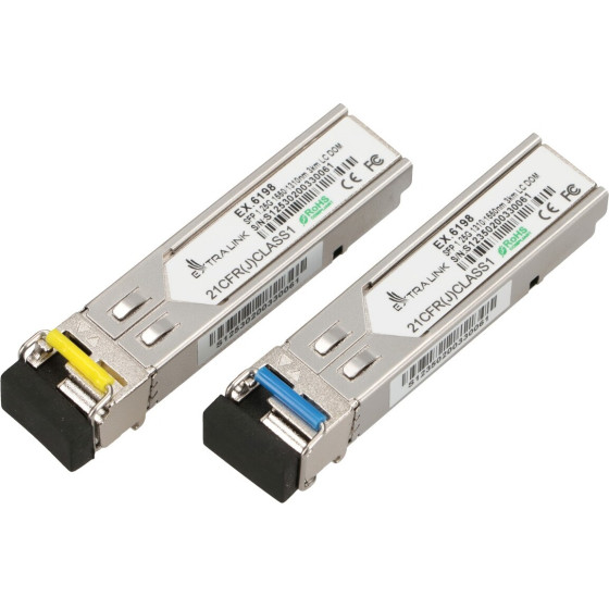 EXTRALINK Sfp 1.25G | Sfp Wdm Module | 1,25Gbps, 1310/1550nm, Single mode, 3km, LC, DOM, Pair - (EX.6198)