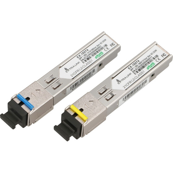 EXTRALINK Sfp 1.25G | Sfp Wdm Module | 1,25Gbps, 1310/1550nm, Single mode, 3km, SC, DOM, pair, Dedicated For HP/Aruba - (EX.15074)