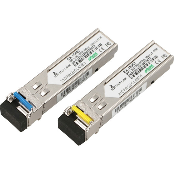 EXTRALINK Sfp Wdm 1.25G 1310/1550nm | Sfp Module | Single mode, 20km, LC, DOM, Pair, Dedicated For HP/Aruba - (EX.15067)