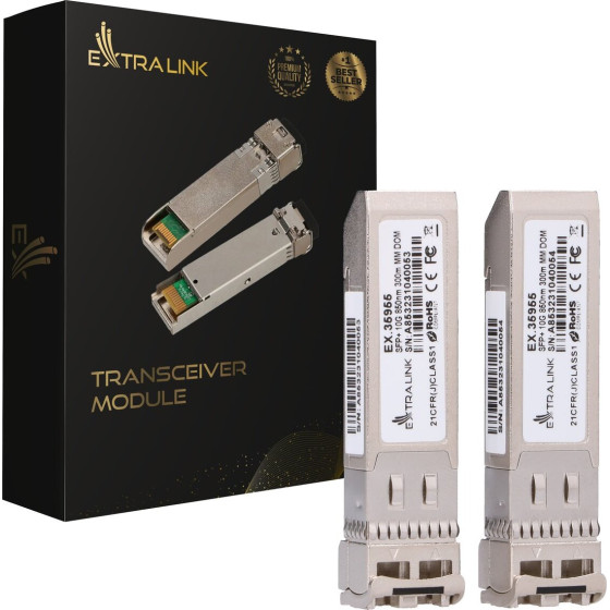 EXTRALINK SFP+ 10G 2-Pack | SFP+ Module | 10Gbps, LC/UPC, 850nm, 300m, Multi mode, DOM, Dedicated To HP/Aruba - (EX.35955)