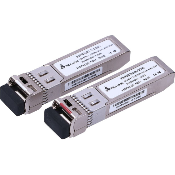 EXTRALINK SFP+ 10G | SFP+ Wdm Module | 10GBps 1270/1330nm, Single mode, 40km, LC, DOM, Pair - (EX.8062)