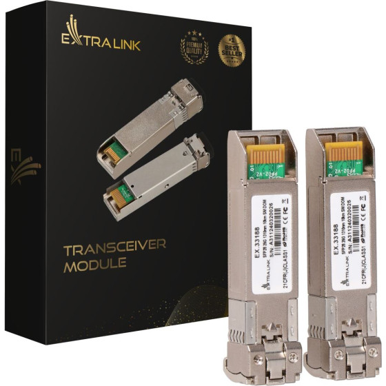 EXTRALINK SFP28 25G 2-Pack | SFP28 Module | 25Gbps, LC/Upc Duplex, 1310nm, 10km, Single mode, Dom - (EX.33188)