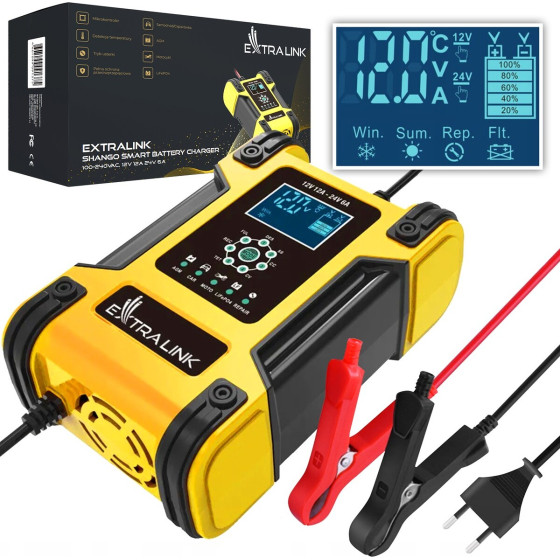 EXTRALINK Shango Smart Battery Charger | Rectifier | 100 - 240VAC, 12V 12A, 24V 6A - (EX.30813)
