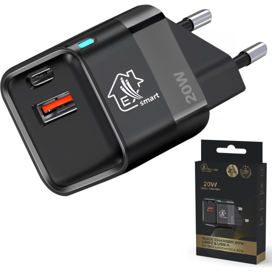 EXTRALINK Smart Life Charger 20W | Charger | USB-C, USB-A - (CHARESL04)