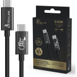 EXTRALINK Smart Life Usb Type-C To Type-C Cable Braided Black | USB-C Cable | 240W, 40Gbps, 200cm - (CABESL05)
