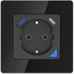 EXTRALINK Smart Life Wall Socket Set Pro | Smart Socket + Frame Set | Color Black, 230V, 1x Usb A, 1x Usb C, Wifi - (EX.35748)