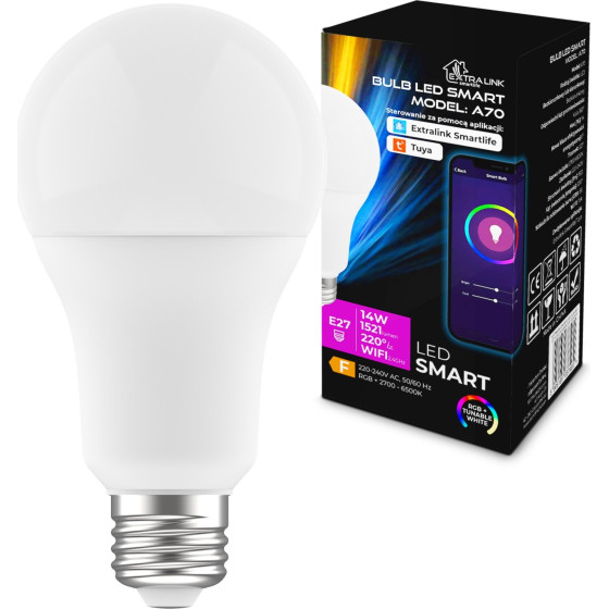 EXTRALINK Smartlife E27 A70 | Led Bulb | 2700-6500k Wifi 220-240V - (Led E27 A70)