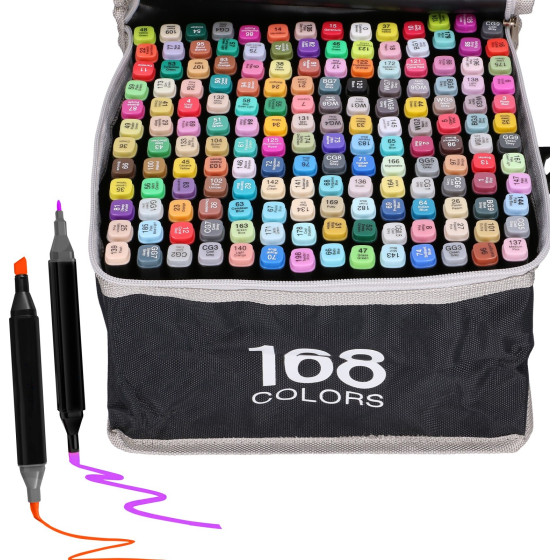 EXTRALINK | Alcohol Marker Set | 168 colors, Dual Tips - (Markery 168SZT)