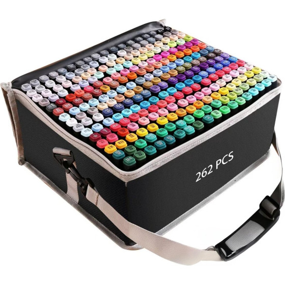 EXTRALINK | Alcohol Marker Set | 262 colors, Dual Tips - (Markery 262SZT)