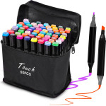 EXTRALINK | Alcohol Marker Set | 60 colors, Dual Tips - (Markery 60SZT)