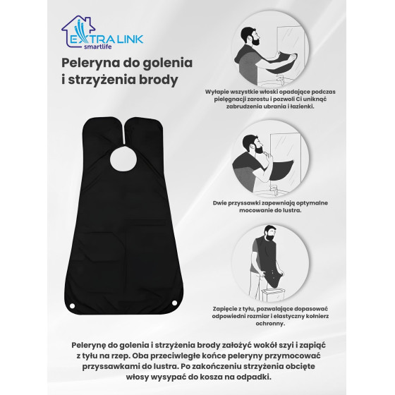 EXTRALINK | Beard Shaving Cape | Black - (Beard Shaving Cape BLACK)
