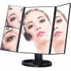 EXTRALINK | Makeup Mirror | With magnification, black, extendable, illuminated, With Stand - (EX.23803)