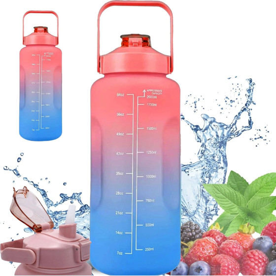 EXTRALINK | Motivational Bottle | Water Bottle, 2000ml, Red-Blue, BUT-994 - (EX.36455)