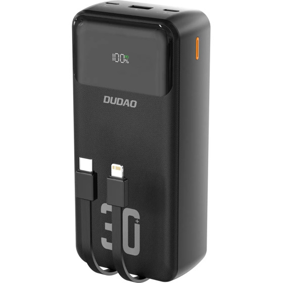Dudao K15MAx 30000mAh Pd 22.5W Powerbank With Built-In Cables - Black - (K15MAx black)