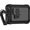 Hurtel Airpods 4 Pro Armor Case With Carabiner - Black - (Pro Armour Airpods Case With hook- Airpods 4 black)