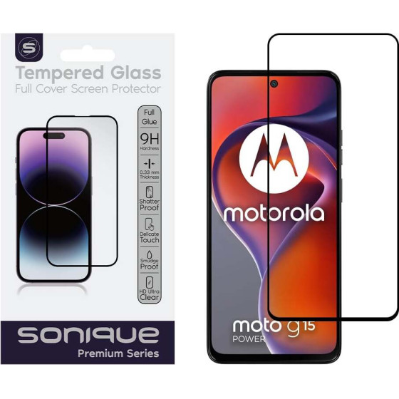 Sonique Hardy Glass Premium Series Hd Full Cover 9H Motorola Moto G15 4G / Moto G15 Power �����