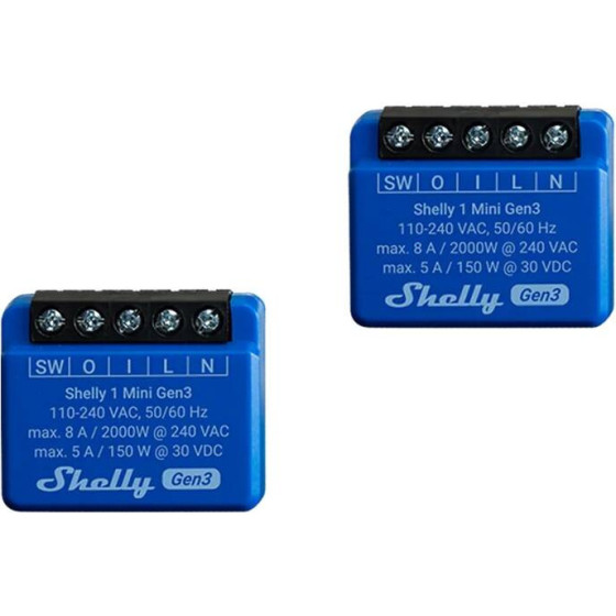 Shelly 1 Mini Gen3 Set Of 2 Controllers, WiFi/Bluetooth - (1MiniGen3x2)