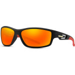 Techsuit - Bike Glasses (201910) - For Cycling And Sport Outdoor Activities, Polarized, Rectangular, Unisex - Black / Red - (201910;RED)