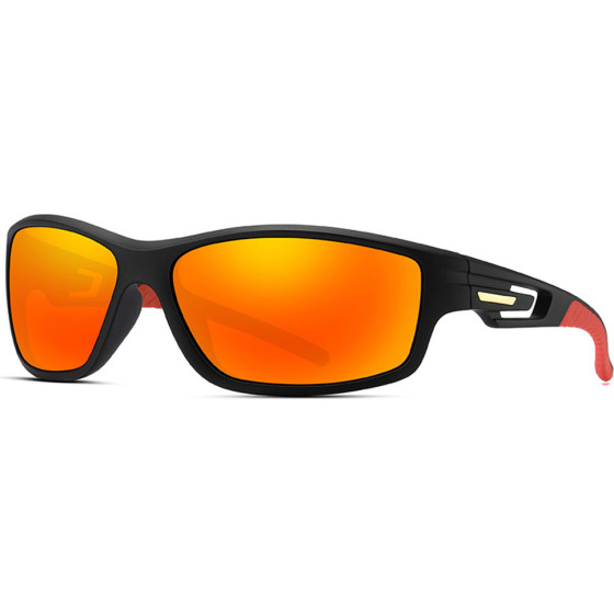 Techsuit - Bike Glasses (201910) - For Cycling And Sport Outdoor Activities, Polarized, Rectangular, Unisex - Black / Red - (201910;RED)