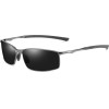 Techsuit - Sunglasses Polarized (559) - For Men, With Uv Protection And Metal Frame, Rectangular - Black / Silver