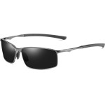 Techsuit - Sunglasses Polarized (559) - For Men, With Uv Protection And Metal Frame, Rectangular - Black / Silver