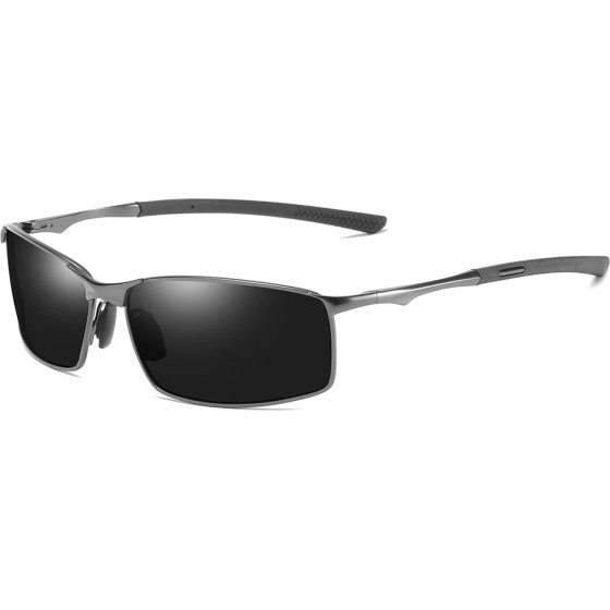 Techsuit - Sunglasses Polarized (559) - For Men, With Uv Protection And Metal Frame, Rectangular - Black / Silver