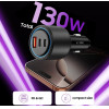 Tech-Protect CC04 3-Port PD130W Car Charger - Black - (27659-0)