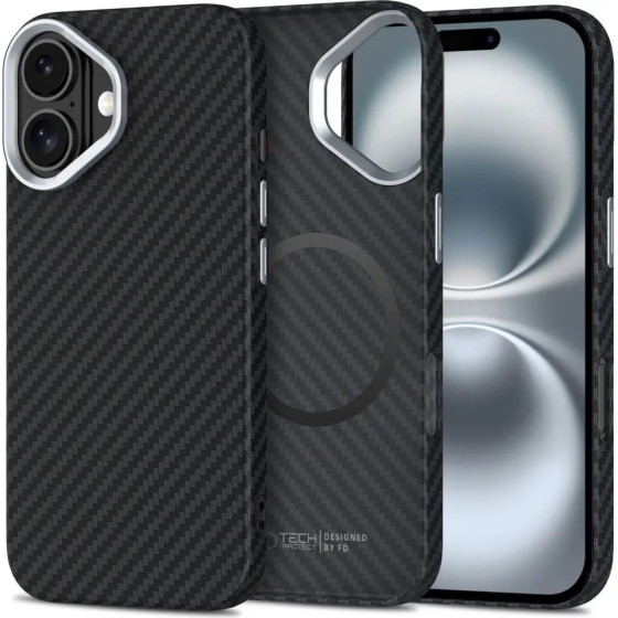 Tech-Protect Ion Carbon Magsafe Iphone 16 Case - Black/Grey - (27670-0)