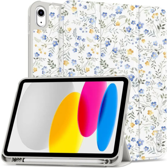 Tech-Protect Sc Pen Case For Ipad 10.9 2022 (10th gen.) / 11 2025 (11th gen.) - Daisies With Leaves - (27593-0)