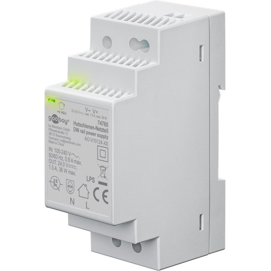 Goobay Din Rail Power Supply 24 V (DC), 1.5 A, 36 W - (74765)