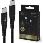 EXTRALINK Smart Life Braided 100W Usb Type-C To Type-C 2m Black | Usb Type C Cable | 480 Mbps, 20V 5A - (CABESL02)