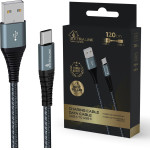EXTRALINK Smart Life Cable 15W, USB-A To USB-C, 120CM, Nylon BRAIDED, 5V 2.4A/3A, Black - (CABESL08)
