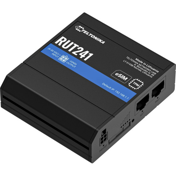 Teltonika RUT241 Esim | Industrial 4G Lte Router | Cat 4, 2x RJ45 100Mb/s, Esim - (TELTONIKA RUT241 210000)