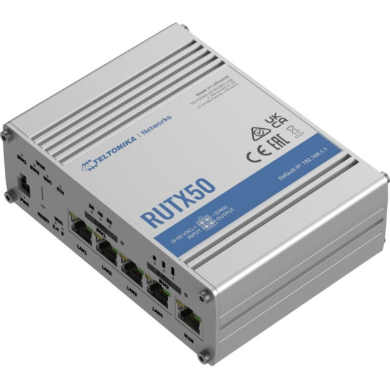 Teltonika RUTX50 | Industrial Router | 5G, Wi-Fi 5, Dual SIM, 5x RJ45 1000Mb/s - (TELTONIKA RUTX50 000000)